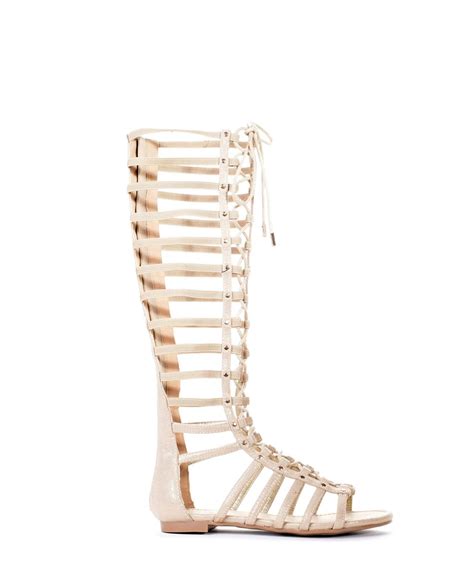 bamboo faux suede lace up gladiator sandal
