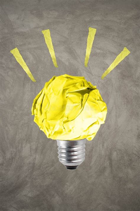 Inspiration Environment Concept Crumpled Yellow Paper Light Bulb Stock