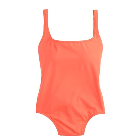 Lyst Jcrew Long Torso Neon Scoopback One Piece Swimsuit In Orange