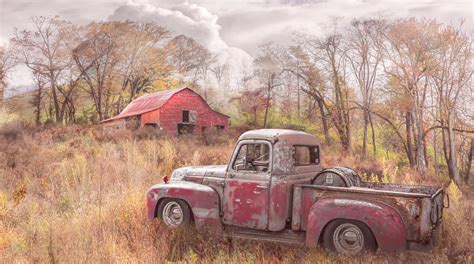 Old Rusty Truck Along The Autumn Backroads In Country Colors Photograph