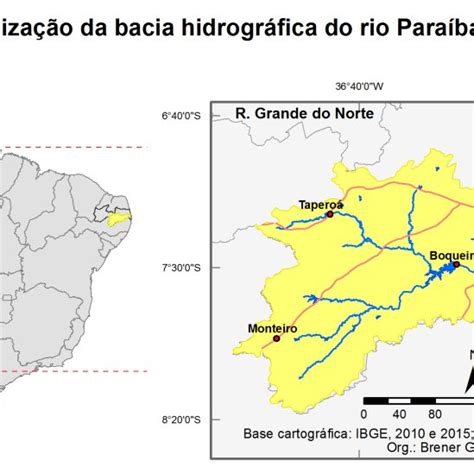 mapa de localização da bacia hidrográfica do rio paraíba pb download scientific diagram
