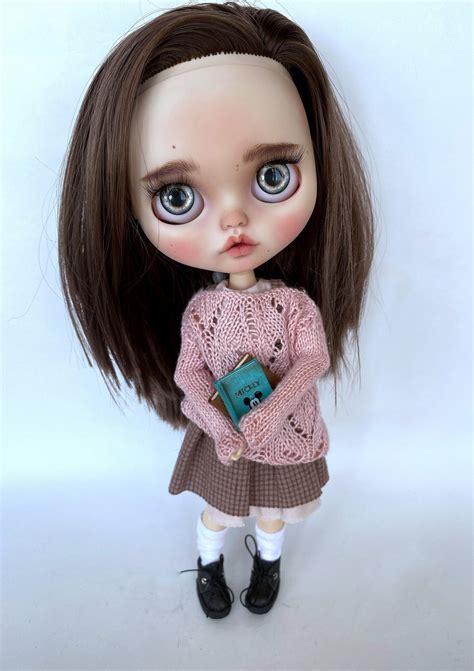 Sold Out Blythe Custom Doll Brown Hair Ooak Blythe Doll Etsy