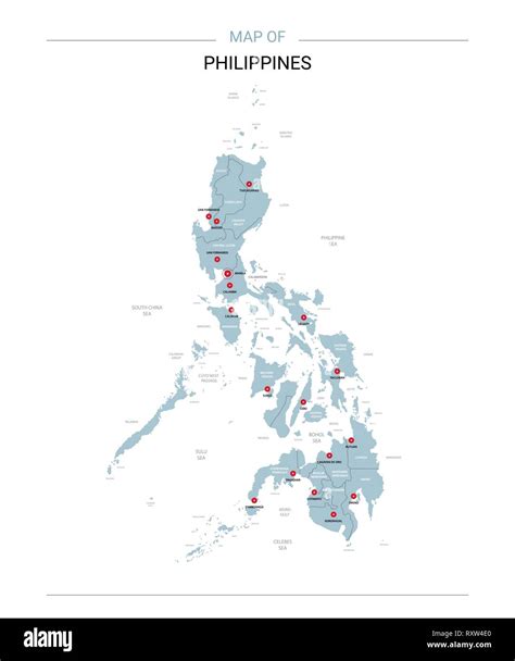 Philippines Vector Map Editable Template With Regions Cities Red
