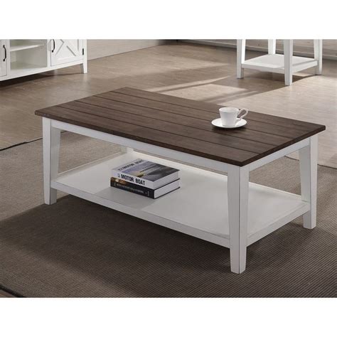 Farm tables chairs sideboards hutches kitchen islands benches vanities track & roller doors coffee & end tables. Farmhouse White and Brown Coffee Table | RC Willey Furniture Store | Coffee table, Coffee table ...