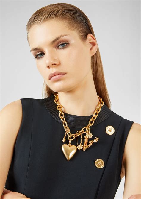 Love Versace Charm Necklace Gold Necklaces And Chains Necklace Charm