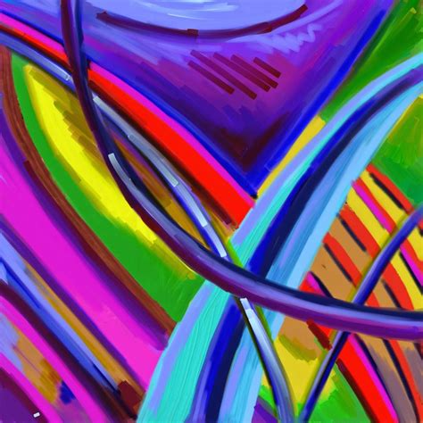 An Abstract Painting With Bright Colors And Lines