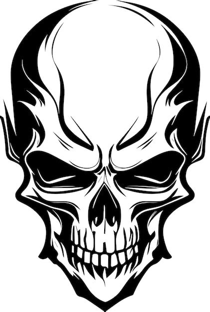 Logotipo Monocromático Evil Skull Black Vetor Premium