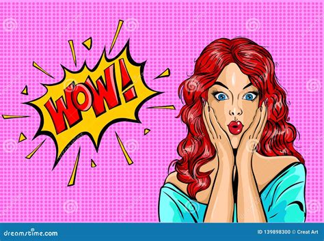 Surprised Girl Pop Art Illustration Vectorpop Art Girl Stock Vector