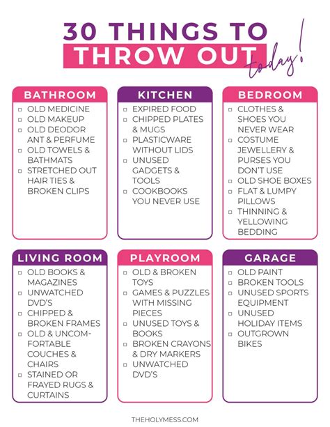 30 Things To Declutter Today Printable The Holy Mess