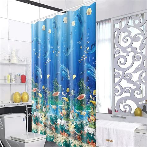71x71 Dolphin Shower Curtainwaterproof Polyester Ocean Themed