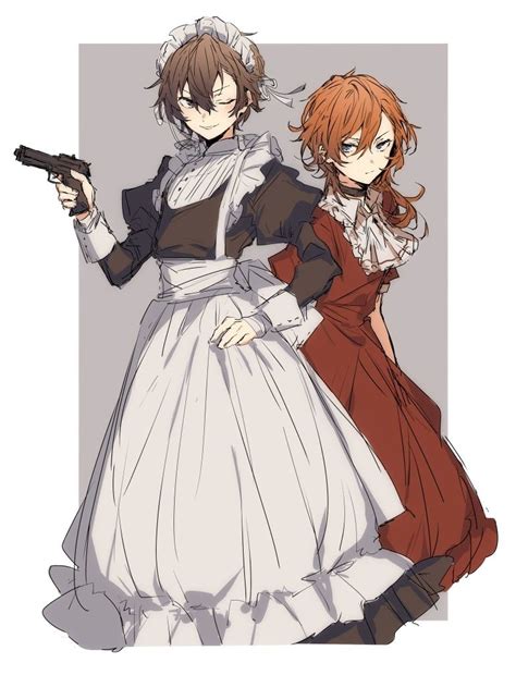 Soukoku I Dazai X Chuuya Костюмы горничной Бешеные псы Японские