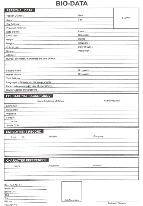 Biodata Form Forms And Templates Fillable Forms Sexiezpix Web Porn