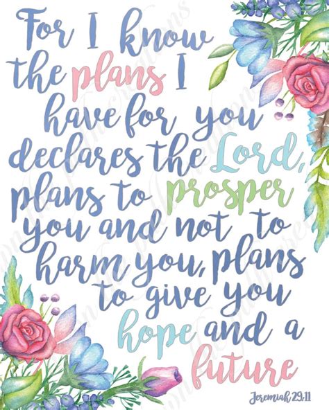 Jeremiah 2911 For I Know The Plans I Have For You Art Print Etsy