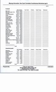 Anne Sheets Non Cash Charitable Contributions Donations Worksheet 2019 Pdf