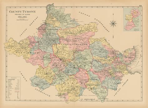 County Tyrone Ireland Map Replica Or Genuine Original