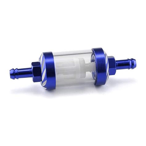 516 8mm Blue Glass Petrol Diesel In Line Fuel Filter In And Out