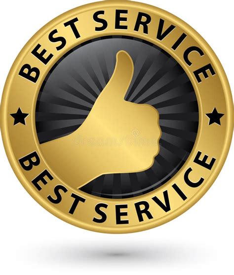Special Service Golden Sign With Thumb Up Vector Illustration Stock