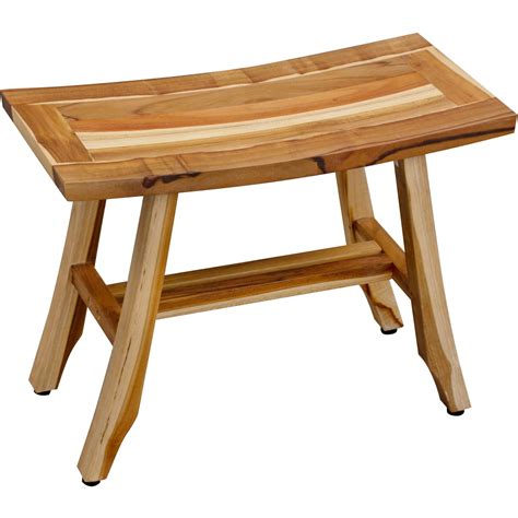 Homeroots Furniture 376743 Contemporary Teak Shower Stool Or Bench