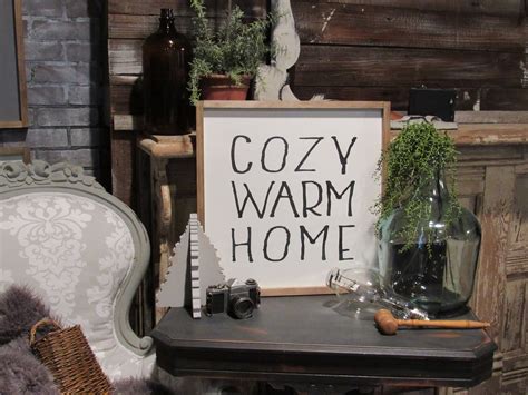 Cozy Warm Home 24x24 Wooden Framed Sign Farmhouse Rustic Etsy