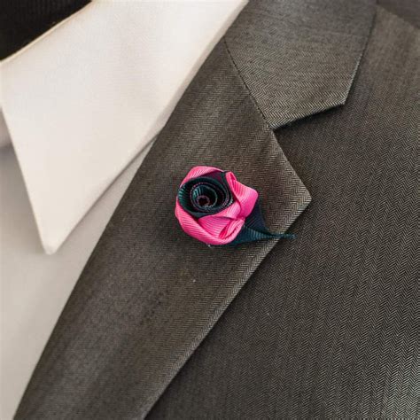 pink dark teal and purple rose lapel pin boutonniere handmade in 2022 purple