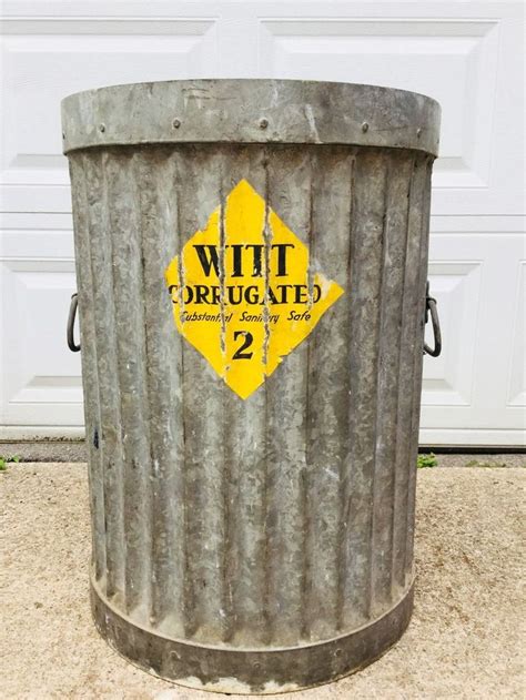 Antique Witt 2 Garbage Can Corrugated Galvanized Heavy Duty With
