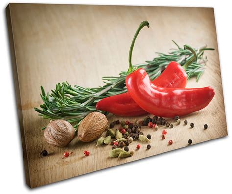Wall art uk | a massive range of canvas art, wall stickers, wall murals and framed prints. Spices Chili pepper Food Kitchen SINGLE CANVAS WALL ART ...