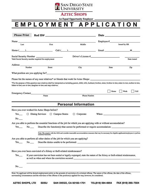 Free Printable Application For Employment Template Printable Templates