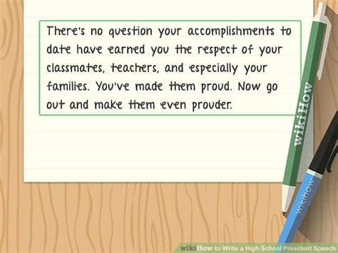 This will be a speech that will be so momentous that your socks will be metaphorically blown off. How to Write a High School President Speech (with Sample ...