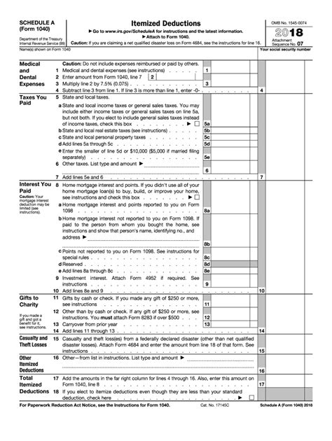 Form 1040 is the standard internal revenue service (irs) form that individual taxpayers use to file their annual income tax returns. 2018 Form IRS 1040 - Schedule A Fill Online, Printable, Fillable, Blank ... Fill Online ...