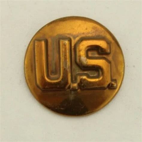 Ww2 Type V Clutch Us Army Enlisted Us Pin Collar Brass Disc Insignia