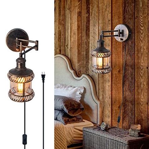 Set Of 2 Adjustable Swing Arm Wall Sconces Bedroom Wall Lamps Plug In