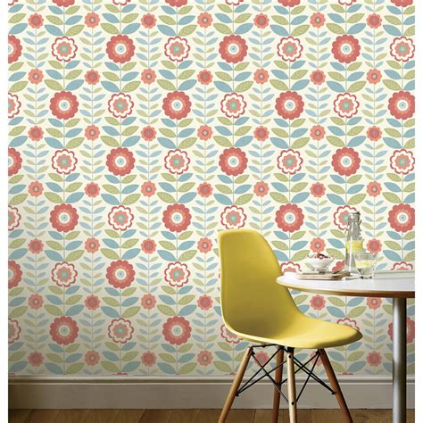 This item arthouse renoir teal / coral wallpaper 650502. Arthouse Wallpaper Flower Power Coral And Teal | Wilko