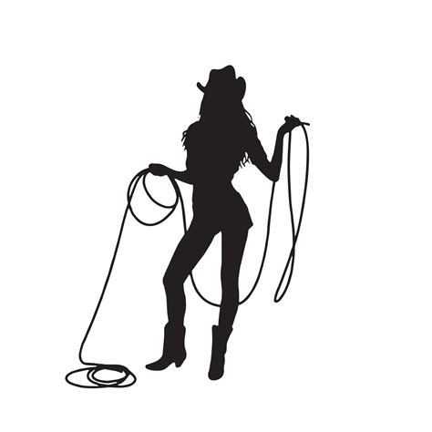 Beautiful Woman Wearing Western Suit Cowgirl Vector Silhouette On White Background 13080602