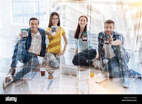 Cheerful Office Workers Feeling Happiness Stock Photo Alamy