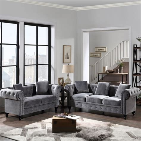 House Of Hampton 2 Pieces Tufted Sectional Living Room Sofa Classic