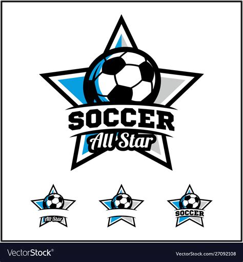 Soccer Ball All Star Badge Logo Royalty Free Vector Image