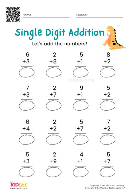 Single Digit Addition Math Worksheets And Free Printables Kidpid