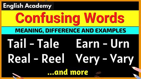 Confusing Words Vocabulary Commonly Confusing Words Meaning