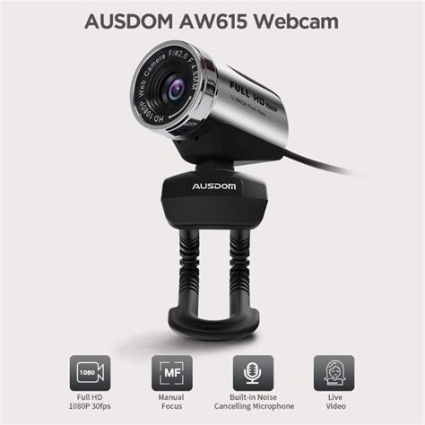 Ausdom Aw615 Usb Computer Camera Full Hd 1080p Wide Angle View Webcam