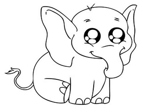 Big Eyed Elephant Coloring Page Netart