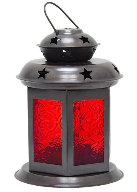 Pretty Moroccan Lantern Tealight ~ 14cm Tealight Candle Holder Red