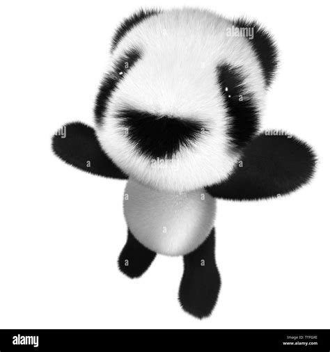 3d Render Of A Funny Cartoon Baby Panda Bear Character Cheering Happily