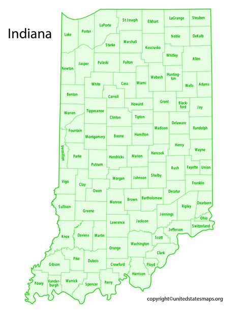 Indiana County Map Map Of Counties In Indiana
