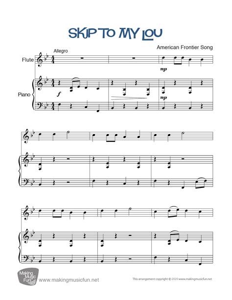 Print Skip To My Lou Beginner Flute Sheet Music Sheet Music