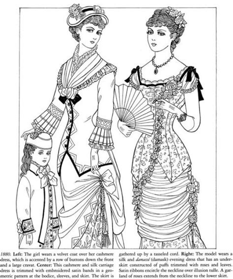 Historical Fashion Coloring Pages 021880 Gownssource Coloring
