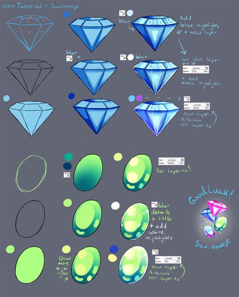 Step By Step Diamond Gem Stone Tutorial By Saviroosje On Deviantart