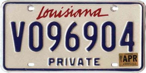 Louisiana 2001 License Plate