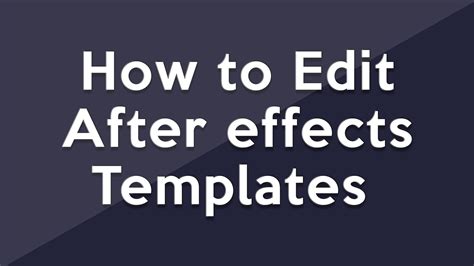 For the purposes of this tutorial on basic usage, you don't have to worry about these two, just the edit folder is where you want to focus. How to Edit After Effects Templates Tutorial - EnzeeFX