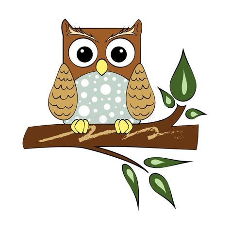 Cute Owls Vector On Branch Stock Vector Illustration Of Isolated