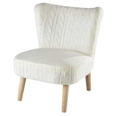 Fauteuil déhoussable en tissu blanc Tricot | Maisons du Monde